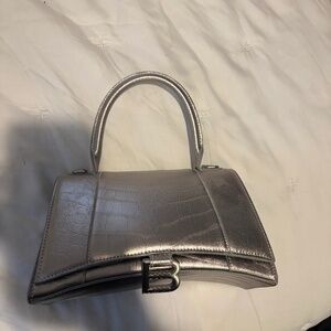 Silver balenciaga clutch bag